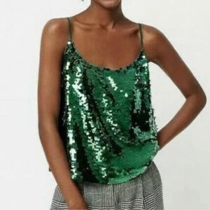 J CREW Collection Green Disco Sequin Tank Top Blouse Women’s Small NWT NEW